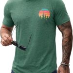 Comdecevis Men's Graphic T-Shirts Curved Hem Casual Vintage Summer Tees